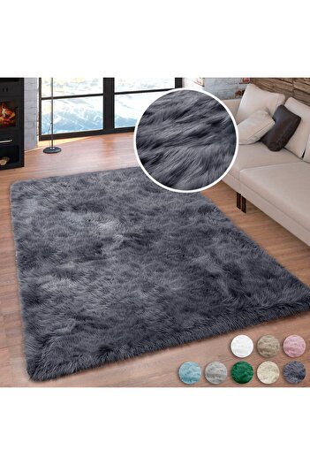 LUNA HOME Fur rug »Valeria« very soft and fluffy, anthracite