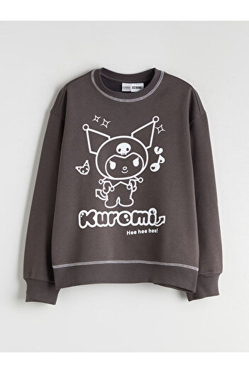 LC Waikiki Crew Neck Kuromi Printed Girl's Sweatshirt