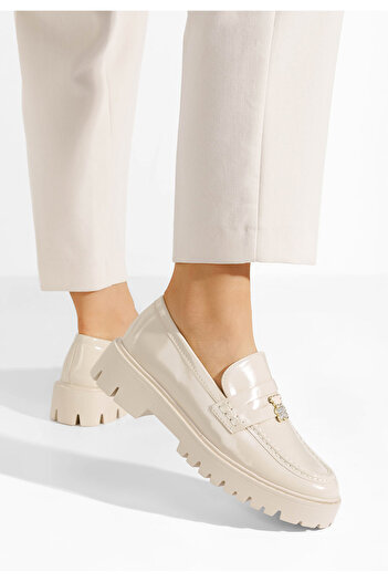 B T Shoes Beige Disena thick-soled loafers