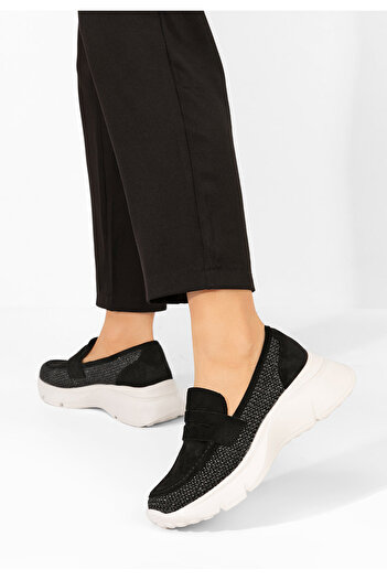 B T Shoes Almata black platform loafers
