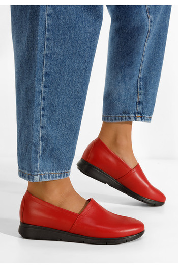 B T Shoes Červené kožené polobotky Guilena