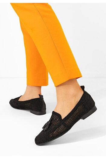 B T Shoes Černé dámské letní mokasíny Sylvia