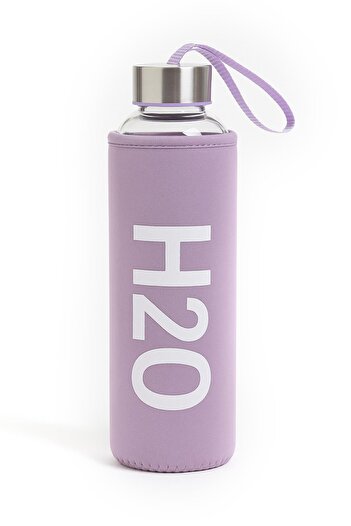 uğurlu dükkan Glass Water Bottle with Leather Case 750 ml Purple