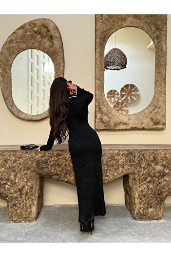 Cistern İstanbul Kadın Düğme Detaylı Polo Yaka Triko Elbise