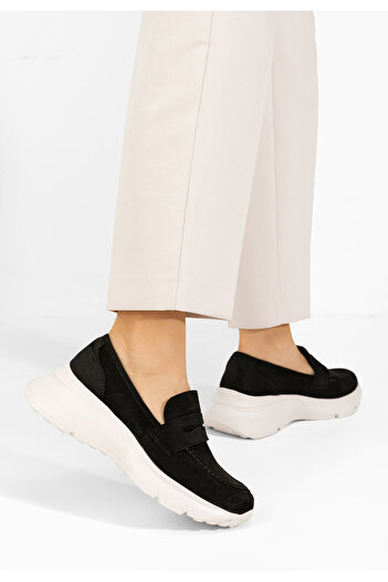 B T Shoes Almata V2 black platform loafers