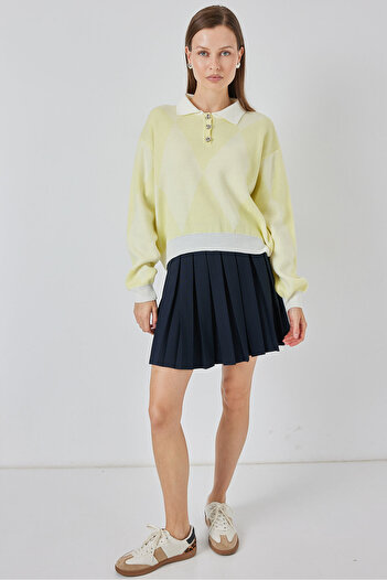 Bigdart Women's Crop Knitwear Sweater 15936 - Yellow
