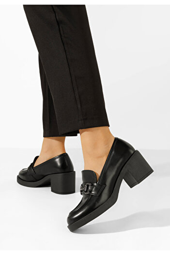B T Shoes Odilia black heeled loafers