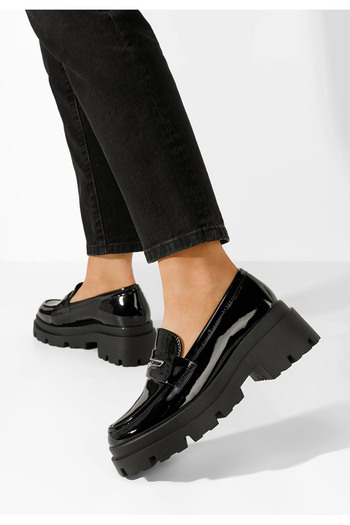 B T Shoes Aksa black thick-soled loafers