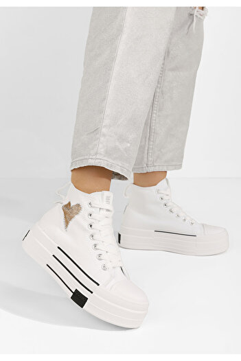 B T Shoes Bílé tenisky na platformě Chanela