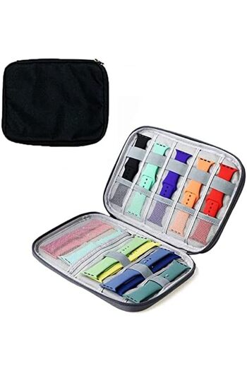 O Ozone Nylon Waterproof Wristband Storage Bag| Portable Watch Bands Organizer|Large Size Black