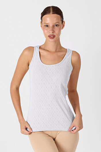 Malabadi Women's White 3-Piece Thick Strap 100% Cotton Jacquard Undershirt 3m354