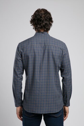 Lee Cooper Liam Men's Woven Long Shirt Navy Blue-Grey Plaid