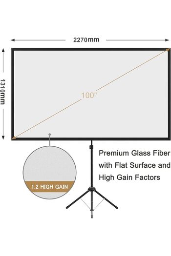 OEM Excelimage 100 inch tripod projection screen, 16:9, 4K HD, lightweight and compact 2 minute assembly