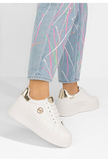 B T Shoes Bílé tenisky na platformě Terica V2