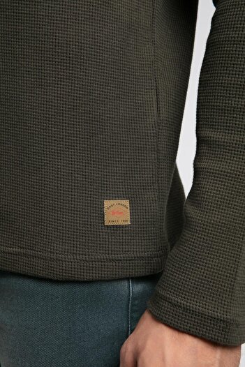 Lee Cooper Hevasa Men's Placket Sweatshirt Khaki