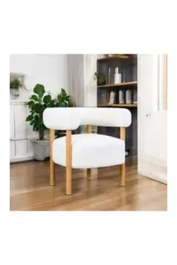 Crestj Elegant white boucle chair