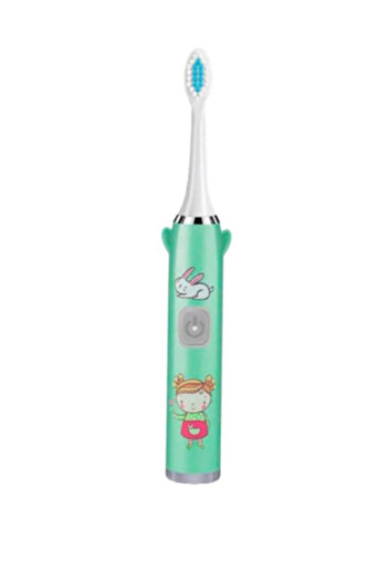 Blusmart Electric toothbrush for children with 2 heads and battery included, color Green