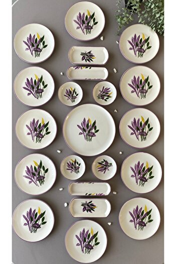 Areyma Başak Lilac 12-Person 21-Piece Breakfast Set