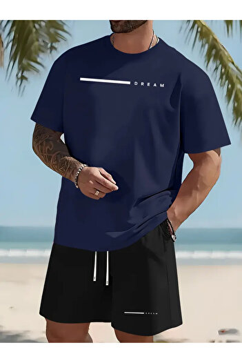 Flaubert Balance Printed Cotton Oversize T-Shirt Shorts 2-Piece Set Plus Size