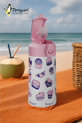 Penguen 500ml Children's Water Bottle |   Stainless Steel |   With Straw |   Bpa-Free |   With Leak-Proof Lid