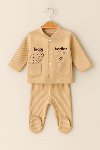 nevrankids Unisex Beige Happy Together Embroidered 5-Piece Hospital Release Set