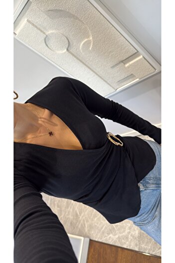 sinemkivanc co Double Breasted Bluz with Buckle