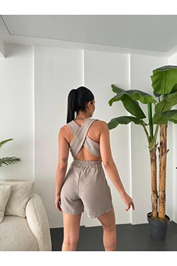 369 etnik butik Women's Linen Look Shorts Set