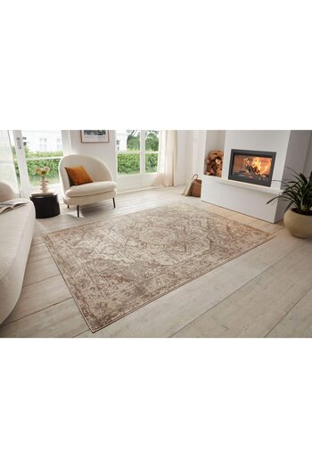 LUNA HOME Sand short pile carpet, oriental vintage pattern, cream 160x235 cm