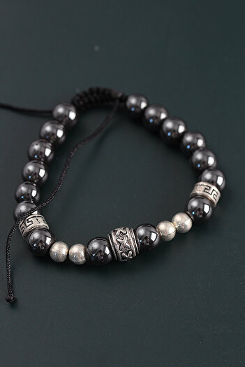 callerrons accessories Natural Stone X Model Anthracite Color Elevator Men's Bracelet - Ebj250902W37676
