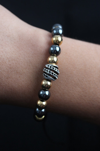 callerrons accessories Natural Stone Spiral Model Gold and Smoked Color Men's Bracelet with Elevator - Ebj250902W37678