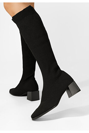 B T Shoes Γυναικείες Μπότες κάλτσα Denisse Μαύρα