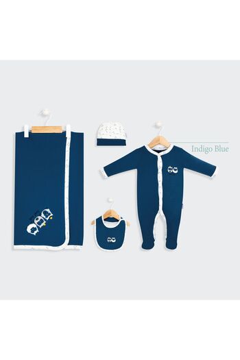 Babydola Erkek Bebek Baykuş Detaylı 4'lü Tulum Seti