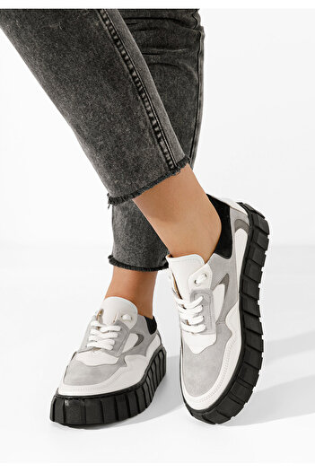 B T Shoes Bílé kožené dámské sneakersy Caera