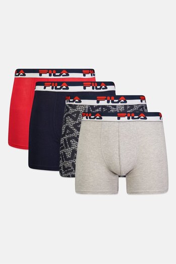 FILA Men 4 Pieces Brand Logo Stretchable Boxer Brief, Multicolor