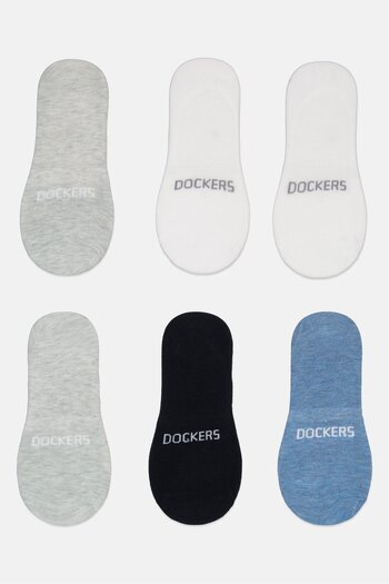 Dockers Men 6 Pairs Brand Logo Silicone Heel Grip Socks, Multicolor