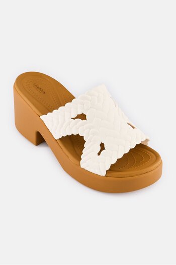 Crocs Women Slip On Block Heel Sandals, Off White