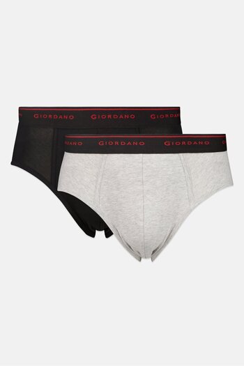 Giordano Men 2 Pieces Brand Logo Brief, Multicolor