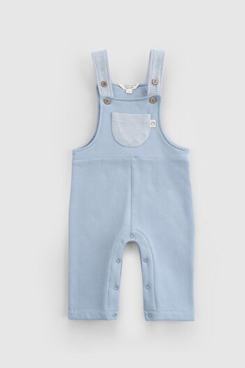 Little Gusto Organic Cotton Baby Salopet with Fluffy Inside Blue