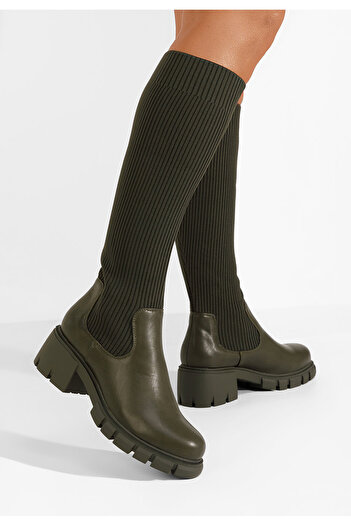 B T Shoes Γυναικείες Μπότες κάλτσα Navasia πρασινο