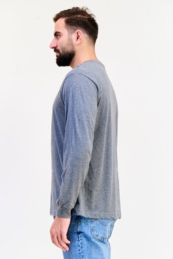GAP Men Crew Neck Long Sleeves Heather T-shirt, Grey