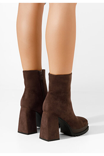 B T Shoes Botine cu toc gros Aeria maro