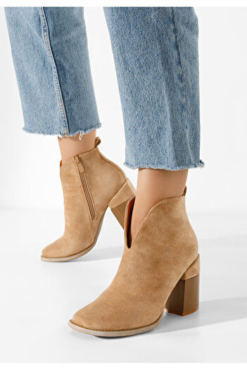 B T Shoes Μποτάκια με χοντρό τακούνι Beires Χακι