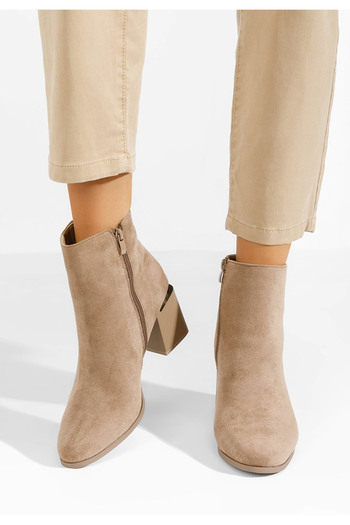 B T Shoes Khaki kotníkové boty na podpatku Isora V3
