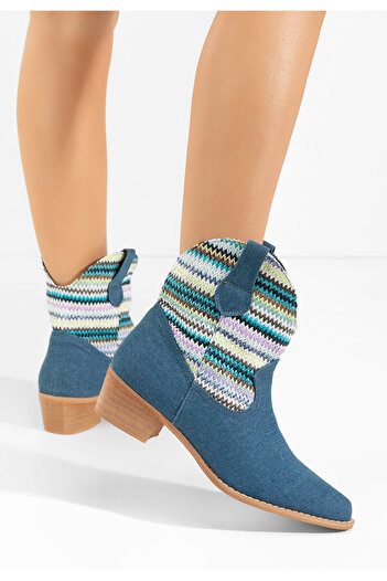 B T Shoes Γυναικεία Μποτάκια Cowboy Lusilda Τζιν