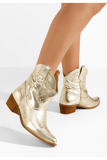 B T Shoes Γυναικεία Μποτάκια Cowboy Vernazza χρυσο