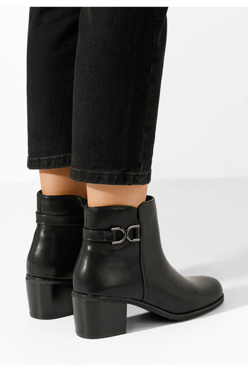 B T Shoes Μποτάκια με χοντρό τακούνι Natalina Μαύρα