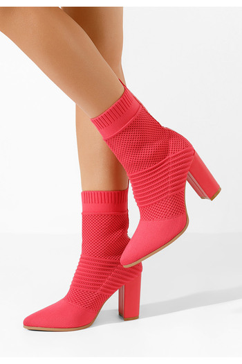 B T Shoes Μποτάκια με χοντρό τακούνι Doriane φουξια