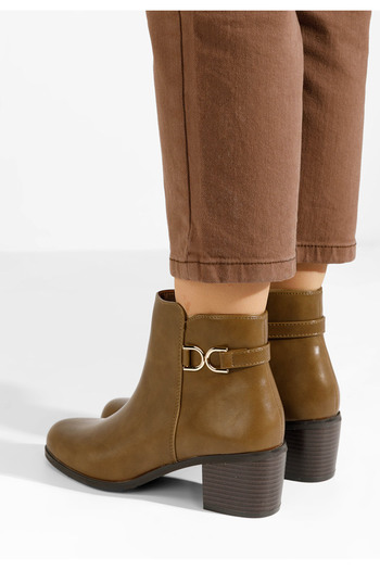 B T Shoes Μποτάκια με χοντρό τακούνι Natalina ταμπά