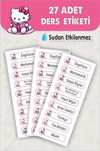 Piksel Grafik School Lesson Label Hello Kitty 27 Pieces 8 cm School Lesson Label - Special New Design