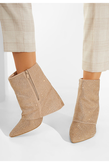 B T Shoes Μποτάκια με τακούνι χρυσο Domina